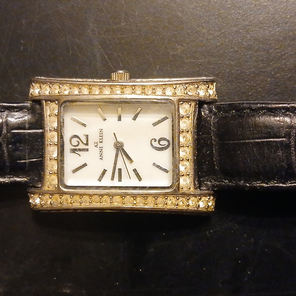 Anne Klein Gold-Tone Watch with Black Strap - Picture 1 of 4